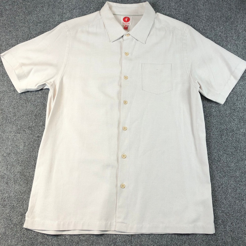 Toes on the Nose Mens Beige Short Sleeve Button Up Shirt Surf‎ Casual